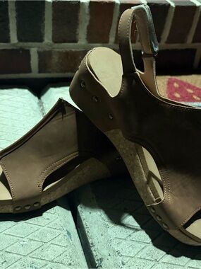 NWOT Women's Cork Wedge Sandals Open Toe Ankle Strap Comfortable
